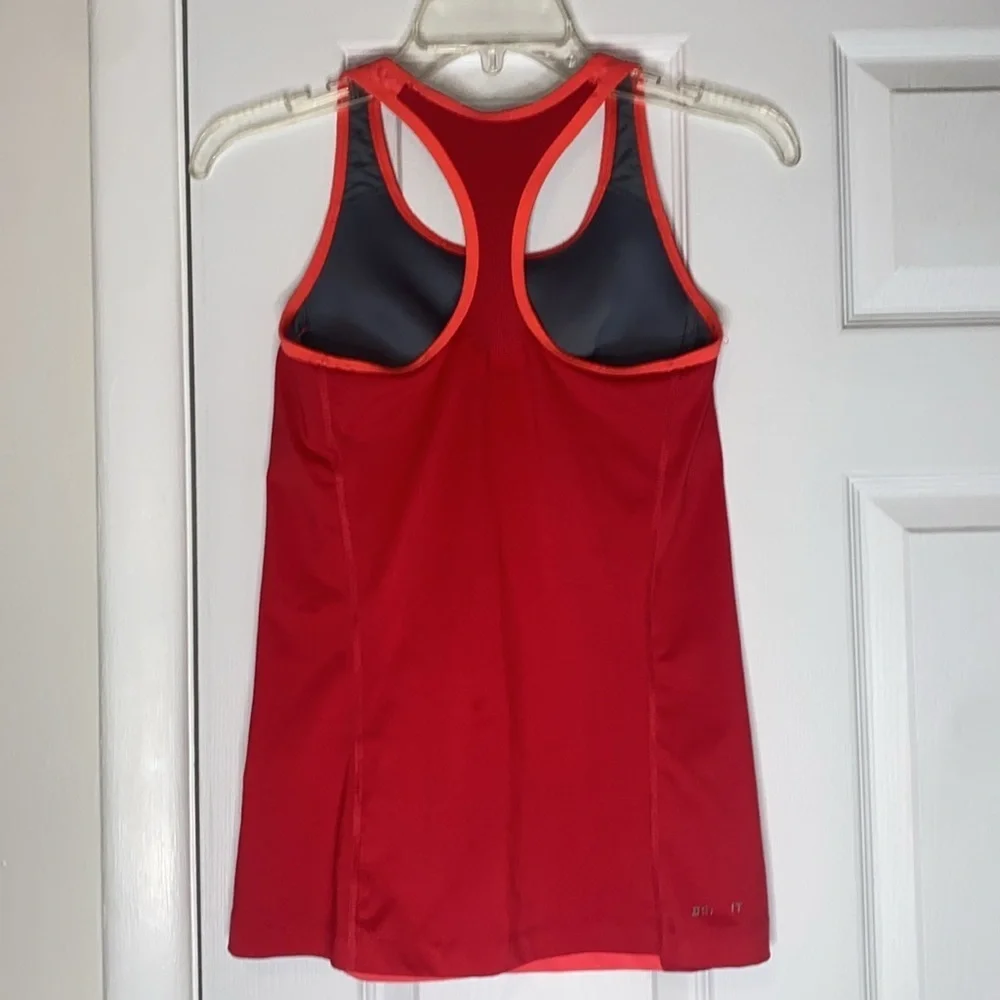 Nike Small Running Racer Back Tank Top Dri Fit Two Tone Pink Shelf Bra